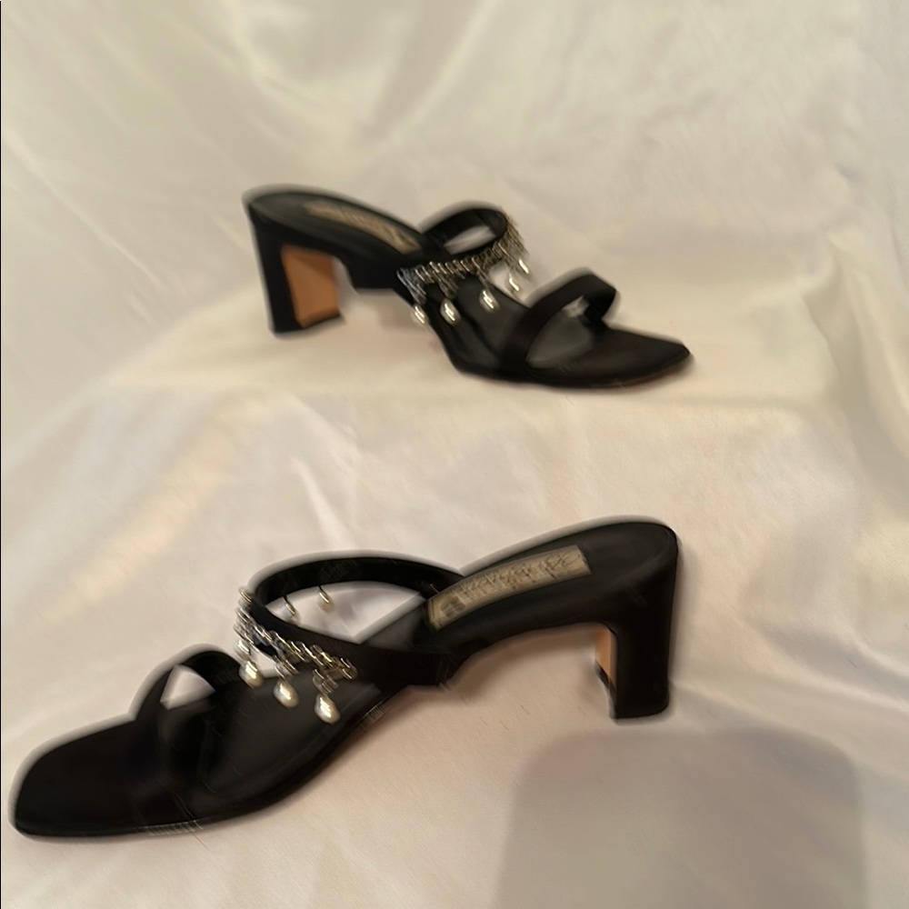Brighton Black Heels with pearl dangles